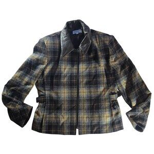 Jordan & Cole Womens Plaid Wool Jacket Zipper Large dark academia clueless